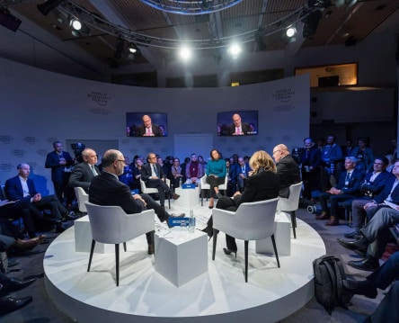 Photo of a discussion at the world economic forum